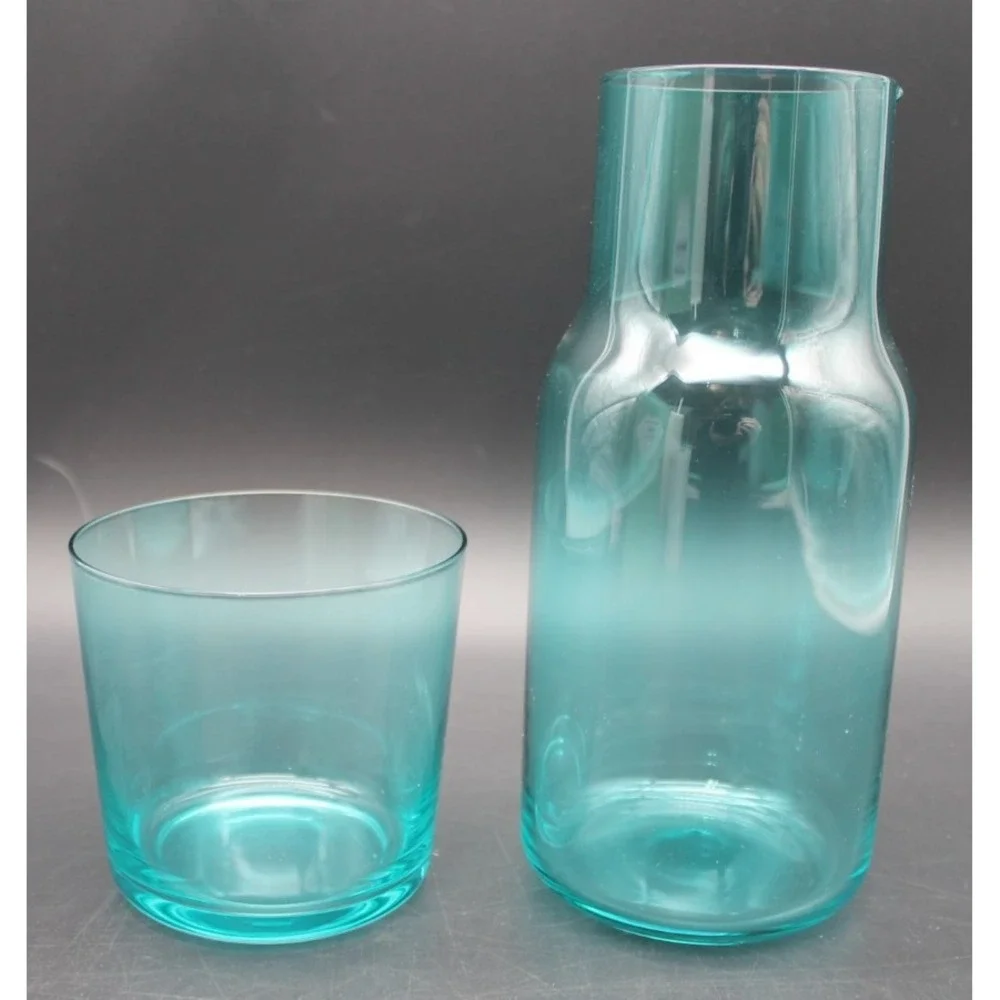 Jonathan Adler Biba Bedside Carafe Set Carafe Cup Blue Glass NEW IN BOX